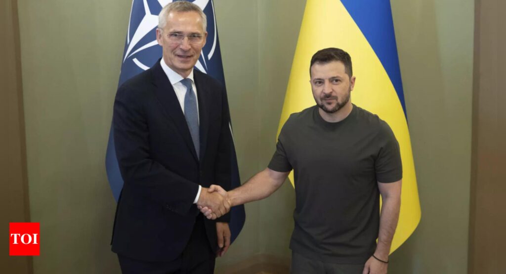 Nato’s secretary general meets with Zelenskyy to discuss ‘ending Russia’s aggression’