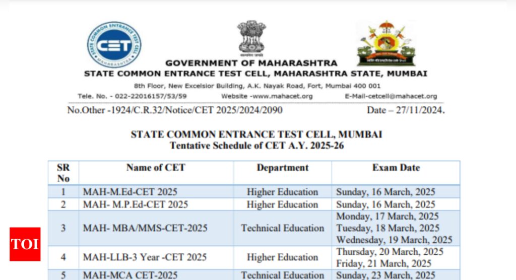 MHT CET 2025 tentative schedule released, check here