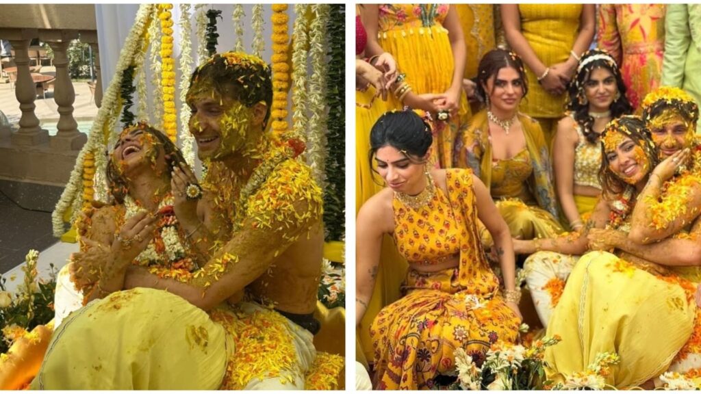 Aaliyah Kashyap and Shane Gregoire celebrate haldi ceremony with family, BFF Khushi Kapoor attends event. See pics | Bollywood