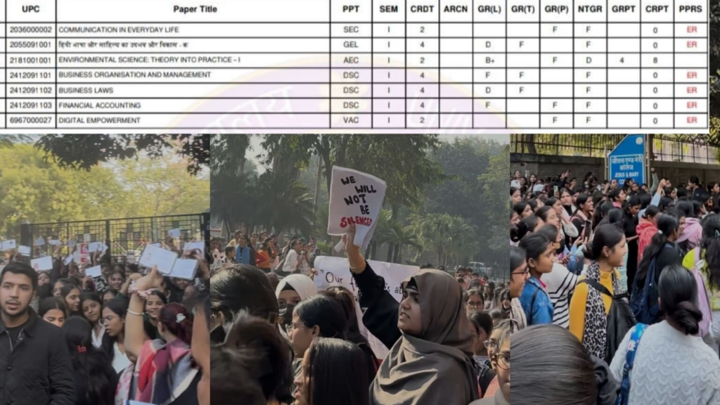 Delhi University update: Students protest at Jesus and Mary College against discrepancies in semester exam results