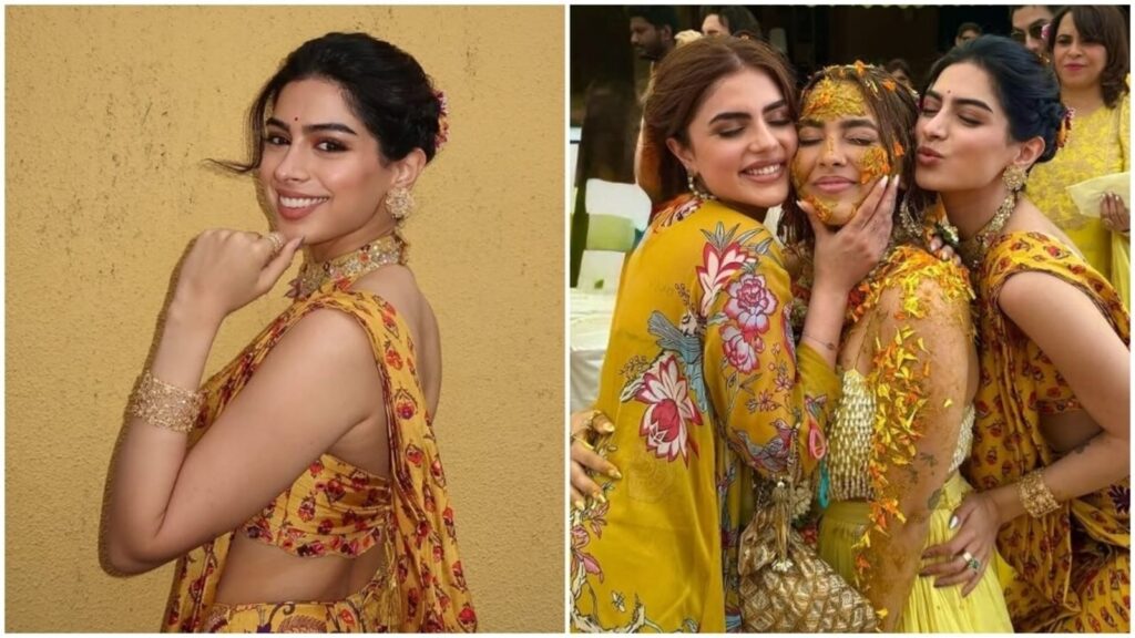 Khushi Kapoor’s bridesmaid saree for Aaliyah Kashyap and Shane Gregoire’s Haldi could be yours for… | Fashion Trends