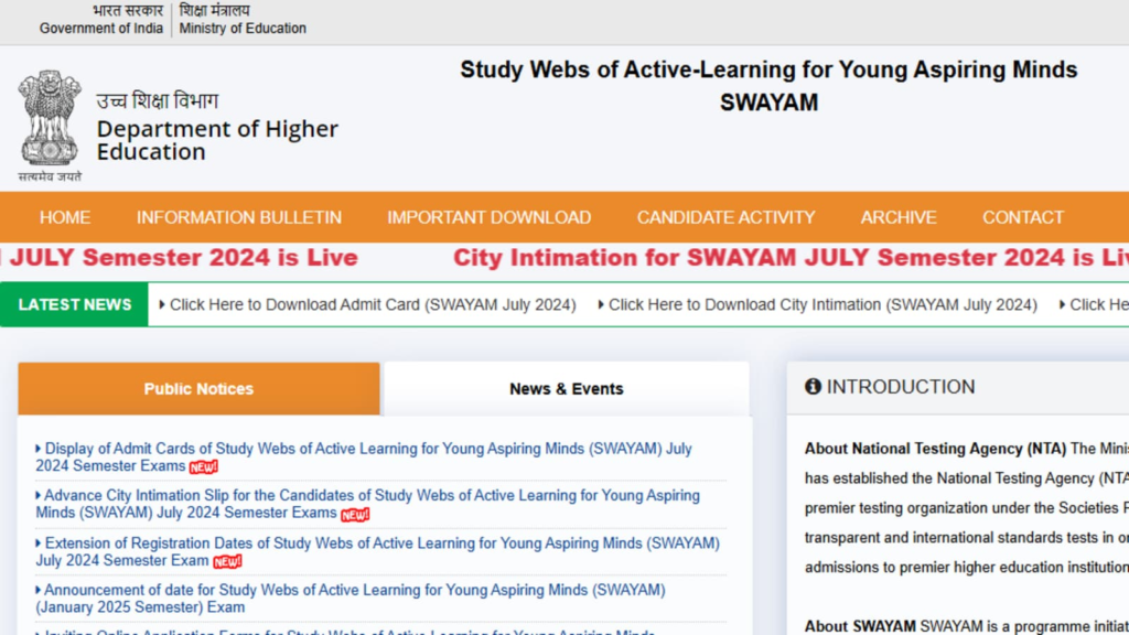 NTA SWAYAM July 2024 exam admit cards out at exams.nta.ac.in/swayam, here’s direct link to download | Competitive Exams