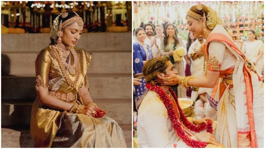 Sobhita Dhulipala upholds traditions in gold pattu saree; changes into madhuparkam saree for mangalsutra ceremony | Fashion Trends