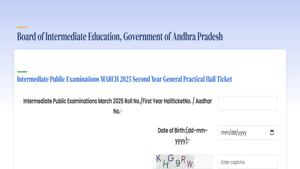 AP Inter Hall Ticket 2025 for practical exam out at bie.ap.gov.in, download link here