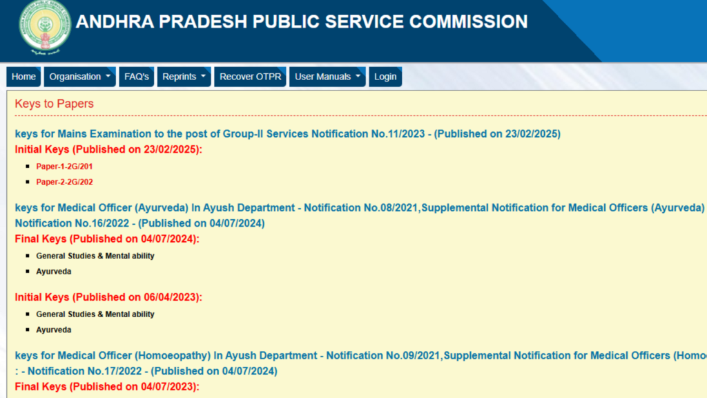 APPSC group 2 mains answer key released at psc.ap.gov.in, objection window opens tomorrow | Competitive Exams
