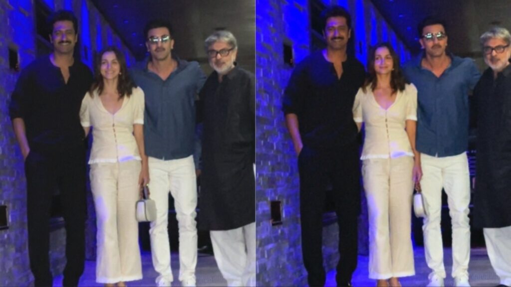 Alia Bhatt can’t stop looking at Ranbir Kapoor at Sanjay Leela Bhansali birthday bash; Vicky Kaushal joins them for pics | Bollywood