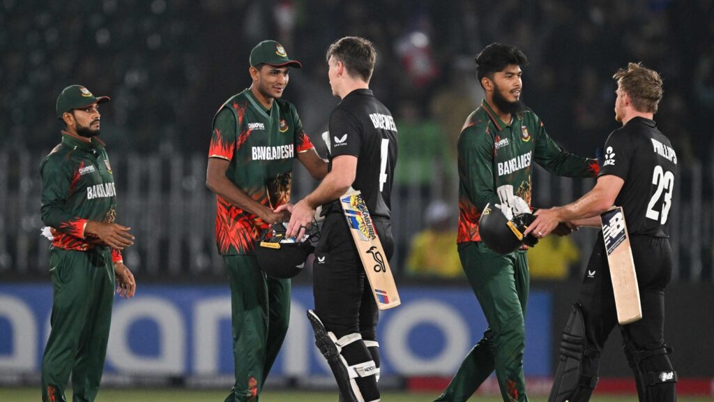 Bangladesh vs New Zealand, Champions Trophy 2025: Ravindra hits ton as NZ knock PAK, BAN out of semis – Action in Images