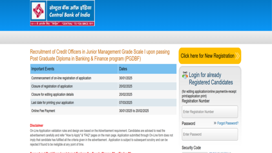 Central Bank of India Credit Officer Recruitment 2025: Last date tomorrow to apply for 1000 posts, link here