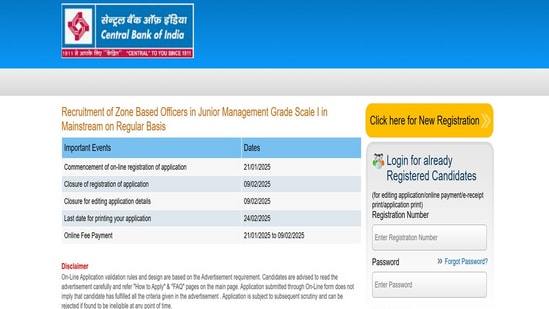 Central Bank of India Recruitment 2025: Last date tomorrow to apply for 266 Zone Based Officers posts, link here