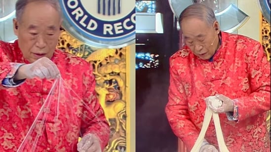 Chinese chef sets a Guinness World Record with noodles that are thinner than a hair strand