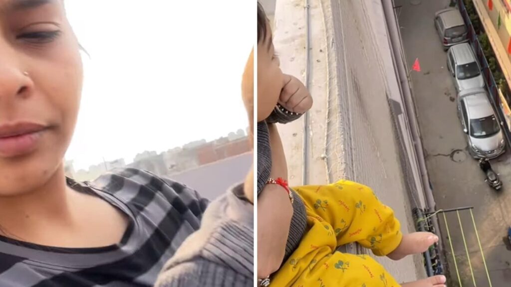 Delhi mom makes baby sit on roof’s edge to record video, slams outraged viewers: ‘Don’t tell me how to raise my kid’ | Trending