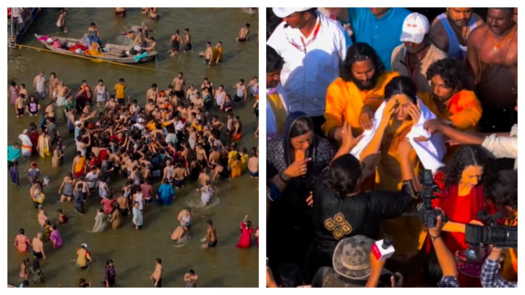 Drone footage shows Katrina Kaif surrounded by selfie-seeking crowd during Kumbh snan; fans defend ‘VIP culture’ | Bollywood