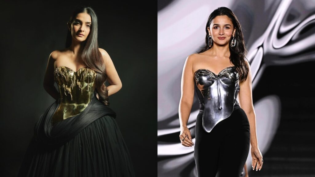 Fashion faceoff: After Alia Bhatt, Sonam Kapoor goes the gilded route in Gaurav Gupta breastplate — who wore it better?