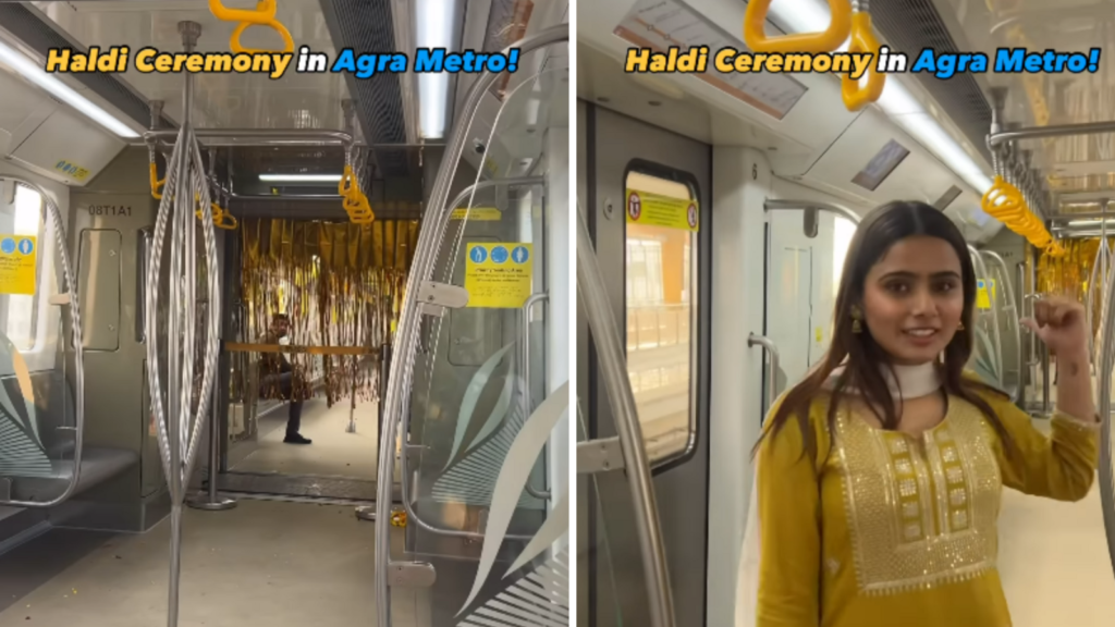 Haldi ceremony in Agra Metro? Influencer discovers private party inside train coach | Trending