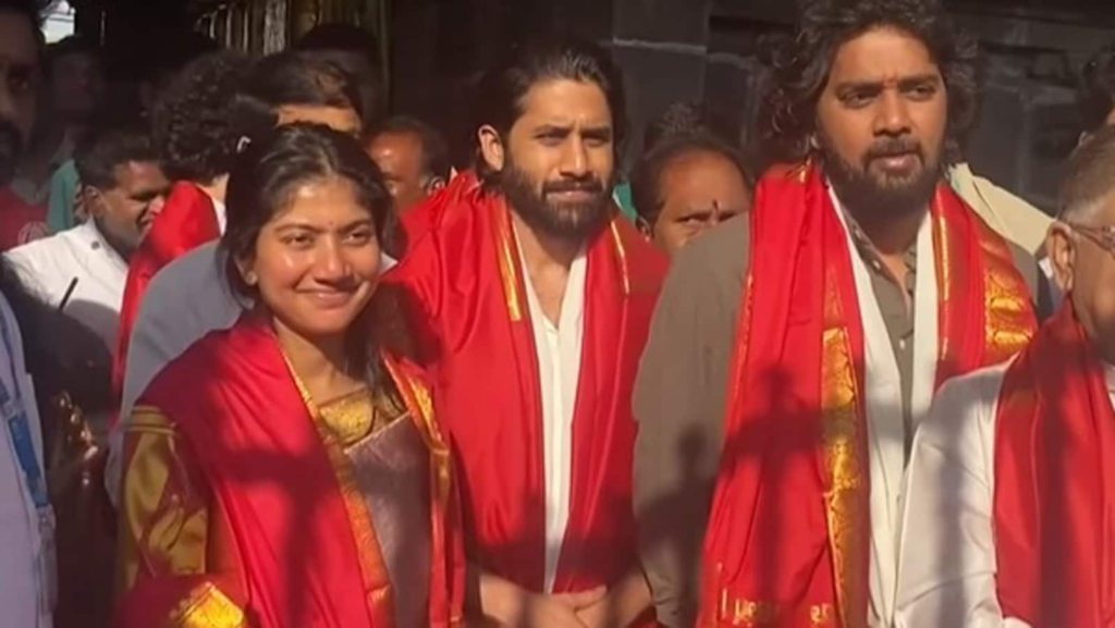 Naga Chaitanya and Sai Pallavi seek blessings at Tirupati temple after Thandel’s success, pose for pics. Watch