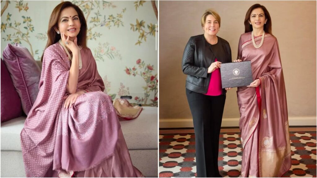 Nita Ambani’s handwoven Banarasi saree with intricate Kadwa weaving is a love letter to Indian heritage. Pics | Fashion Trends