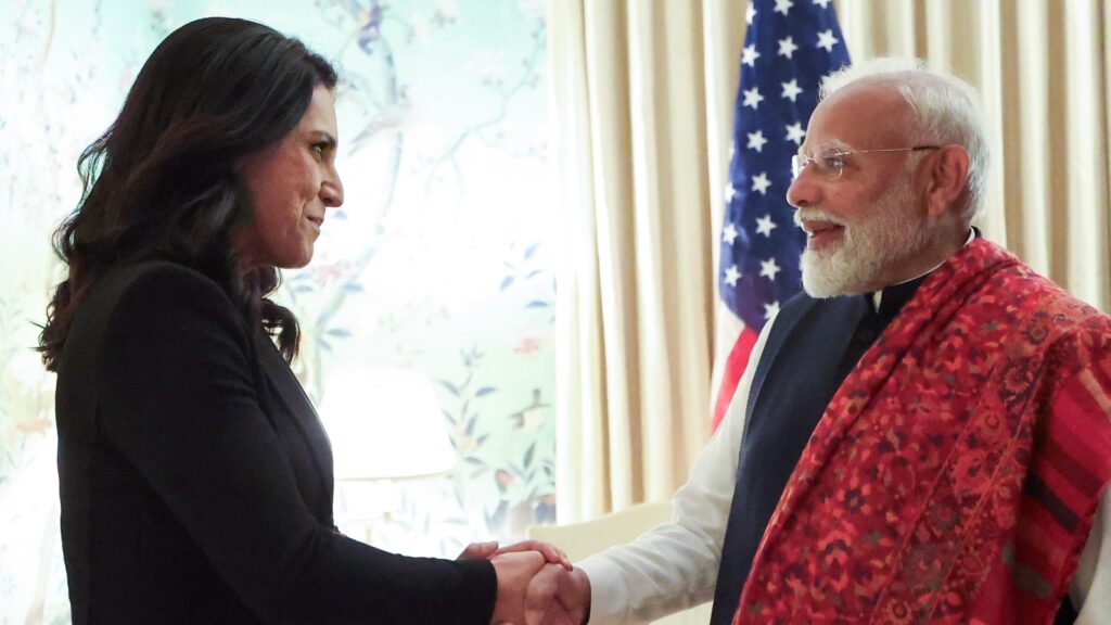 PM Modi receives rousing welcome from Indian diaspora in US, meets Tulsi Gabbard | In pics