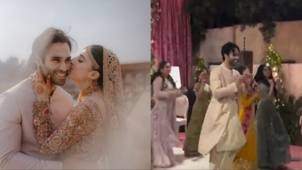 Pak actor Mawra Hocane can’t stop smiling as groom Ameer Gilani dances to Salman Khan’s Saajanji Ghar Aaye at wedding