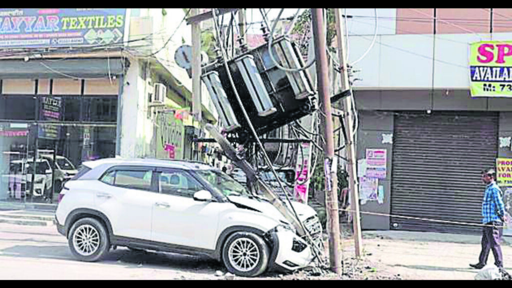 Power supply hit as car hits transformer in Ludhiana