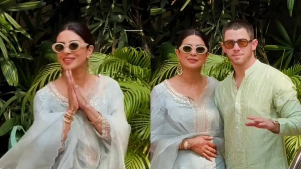 Priyanka Chopra greets paparazzi with namaste, Nick Jonas waves at them as they arrive at Siddharth Chopra’s house | Bollywood