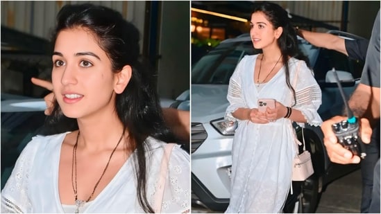 Radhika Merchant pairs simple white dress worth ₹24,000 with a diamonds-studded mangalsutra | Fashion Trends