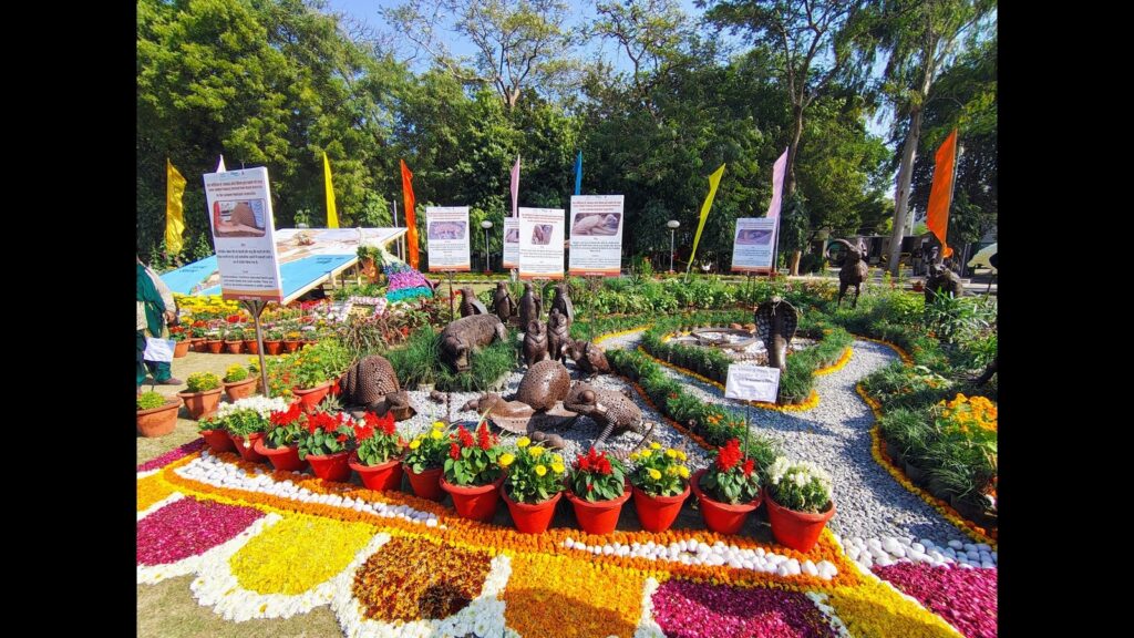 Raj Bhawan flower show: Animal sculptures from scrap, debris to bricks, LMC showcases all