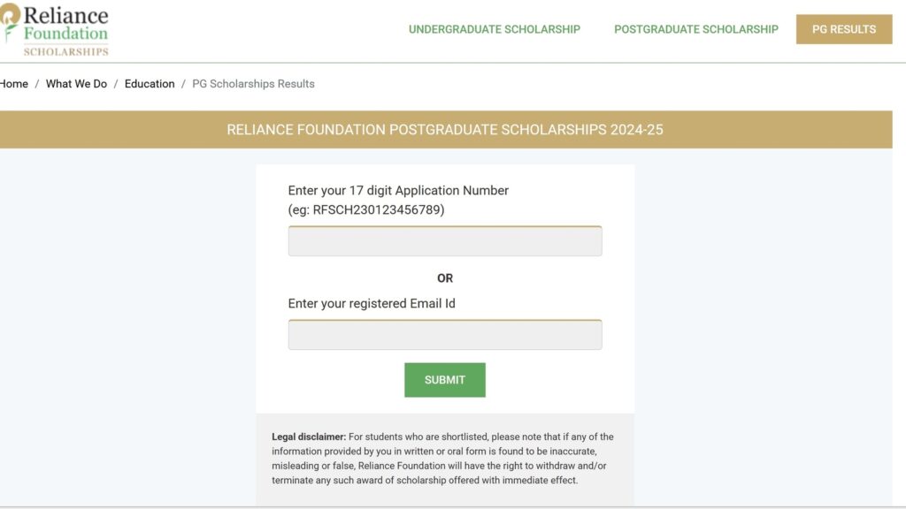 Reliance Foundation announces results for postgraduate scholarships, here’s where to check | Competitive Exams