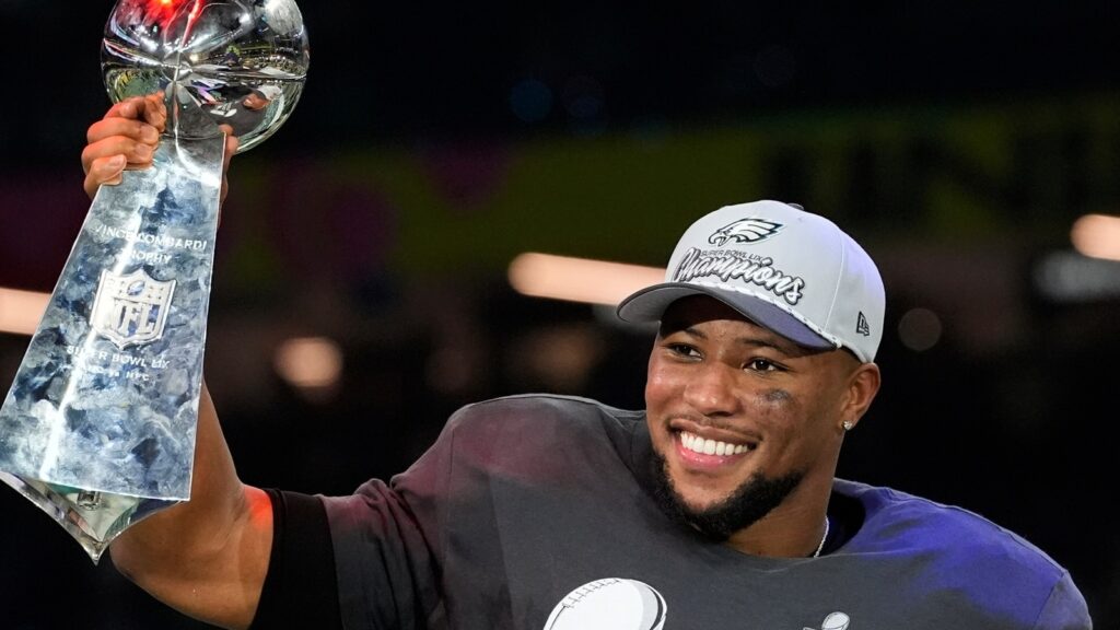 Saquon Barkley shatters two yardage records in 2025 Super Bowl