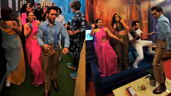 Shark Tank India’s Anupam Mittal, Aman Gupta, Namita Thapar, Vineeta Singh turn show set into a dance party. Watch