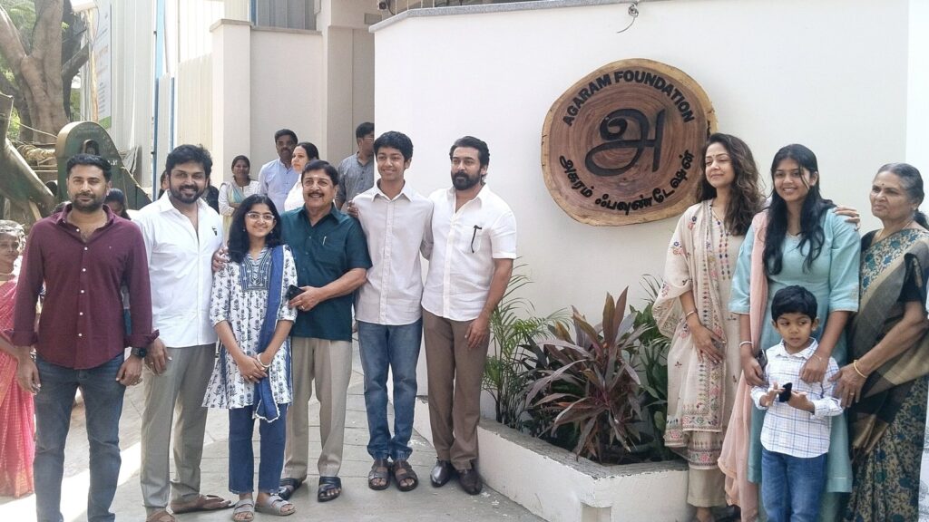 Suriya, Jyotika, Karthi, and their kids make rare public appearance together as family. Watch
