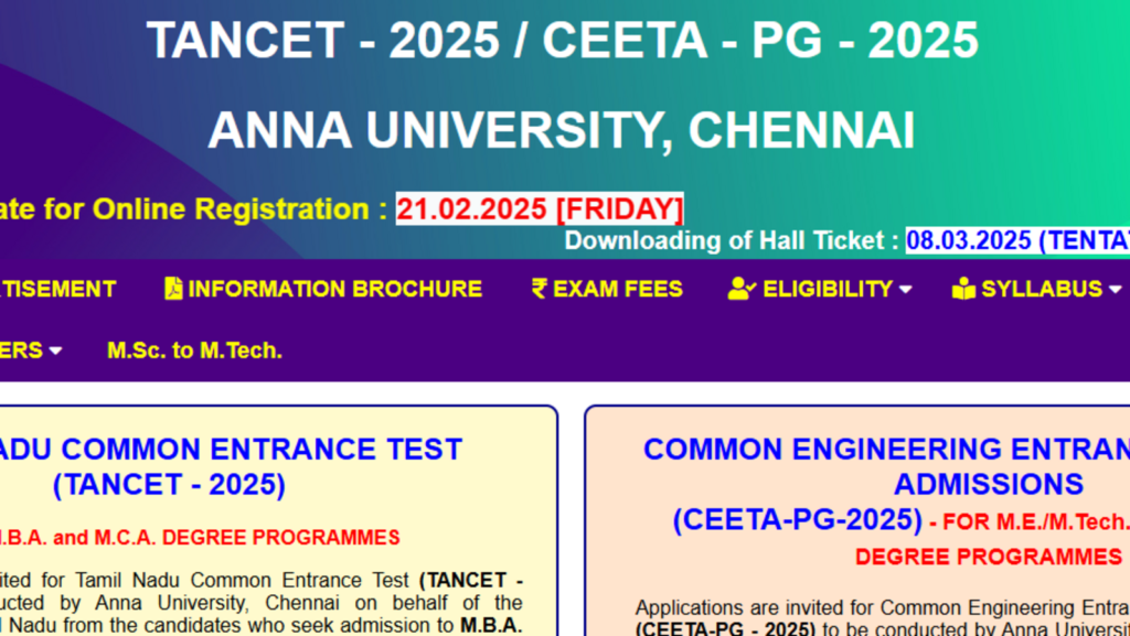 TANCET, CEETA PG 2025 registration ends tomorrow at tancet.annauniv.edu, apply here | Competitive Exams