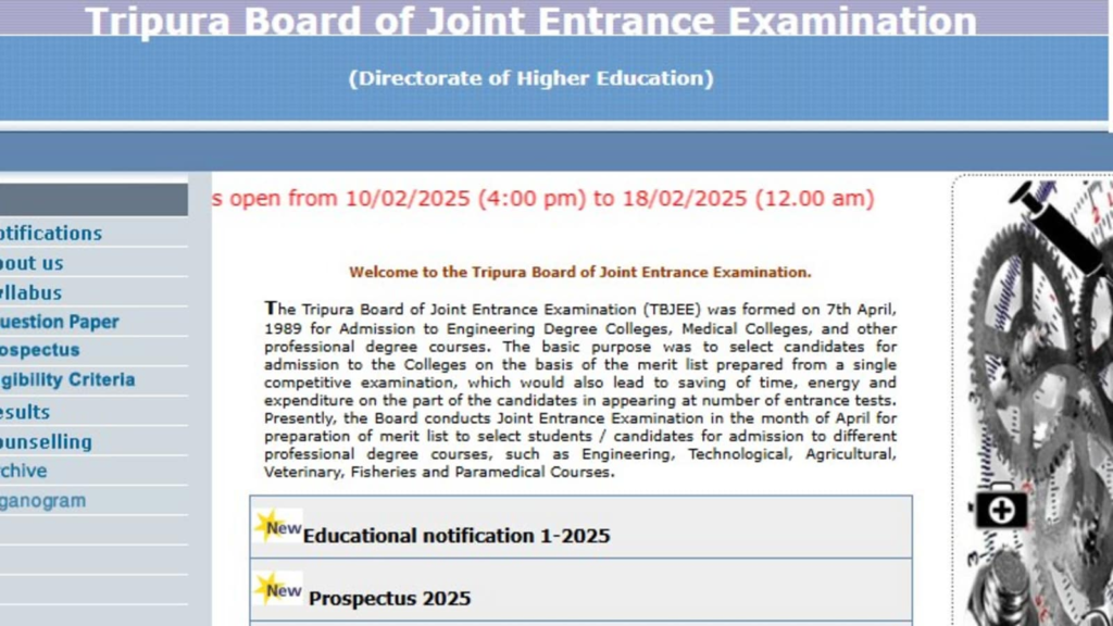 TJEE 2025: Tripura JEE registration to end tomorrow at tbjee.nic.in, apply via direct link | Competitive Exams
