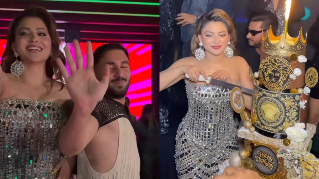 Urvashi Rautela slips as Orry pushes her while dancing to Dabidi Dibidi at her birthday bash; Ananya Panday reacts | Bollywood