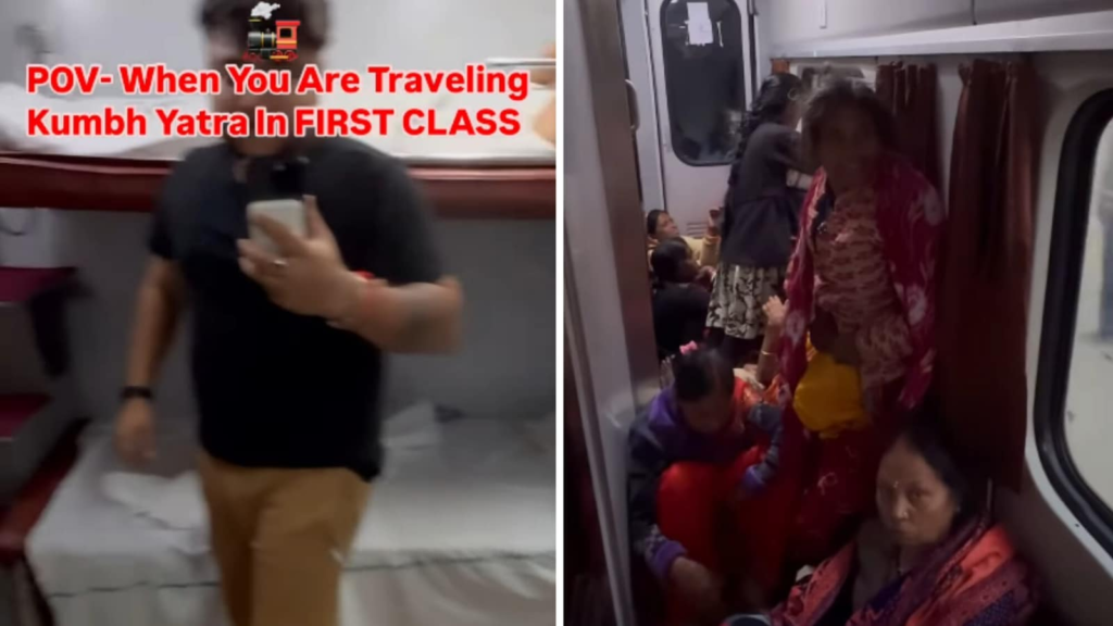 Viral video shows man travelling to Mahakumbh in train’s first class, but there is a twist | Trending
