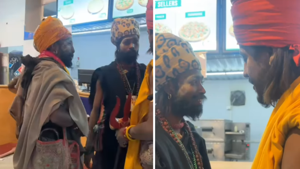 Woman films sadhus inside pizza shop in Prayagraj, faces heat: ‘You’re behaving so cheap’ | Trending