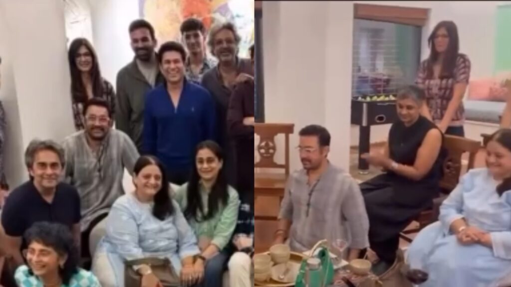 Aamir Khan, his new GF Gauri Spratt and ex wives Reena Dutta, Kiran Rao attend Irfan Pathan’s anniversary party; watch