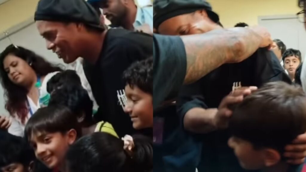 Ajith Kumar’s son Aadvik looks thrilled to receive pat on head from football idol Ronaldinho Gaúcho. Watch