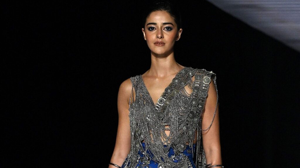 Ananya Panday opens Lakme Fashion Week 2025 as showstopper for Anamika Khanna in stunning silver-blue ensemble. See pics | Fashion Trends