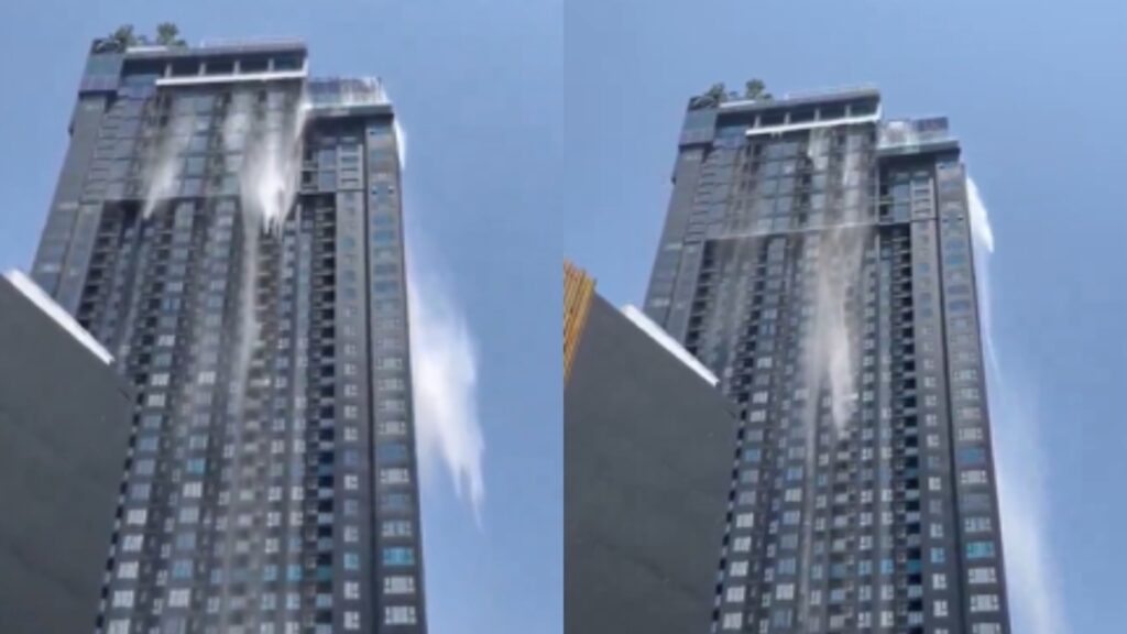 Bangkok rooftop pool turns into waterfall as buildings sway from strong Myanmar earthquake. Video | Trending