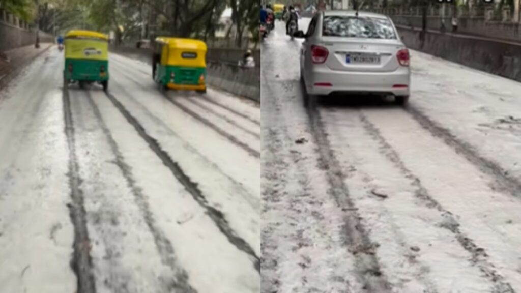 Bengaluru roads covered in mysterious white foam after rains, video goes viral | Trending