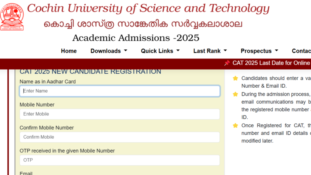 CUSAT CAT 2025: Registration window for UG, PG courses extended, check revised deadline here | Competitive Exams