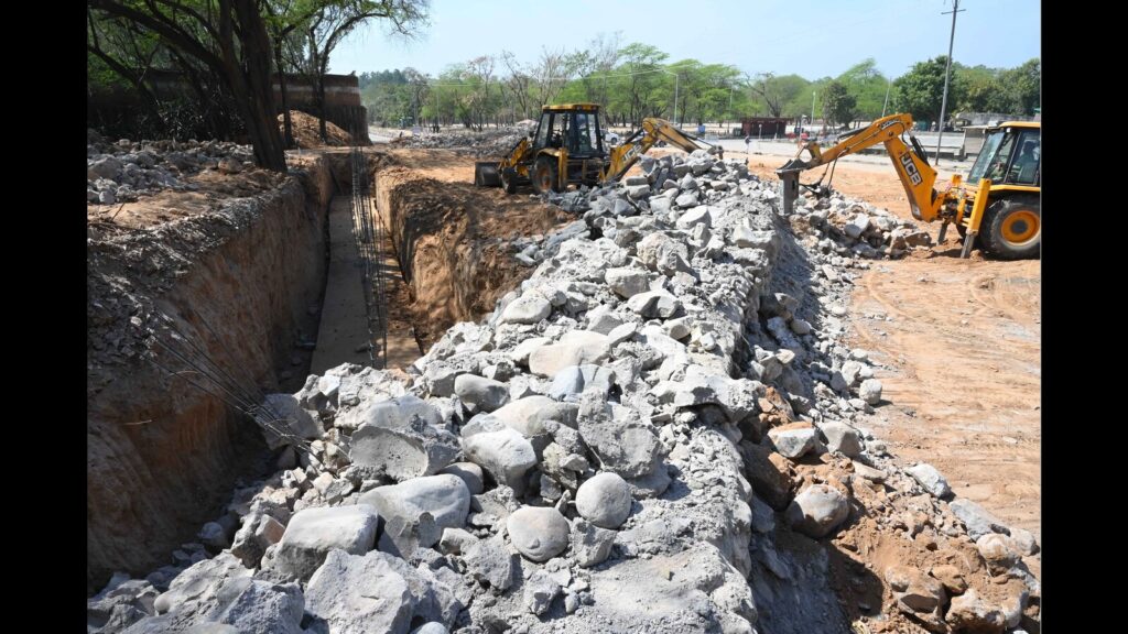 Chandigarh admn finishes Rock Garden wall demolition work