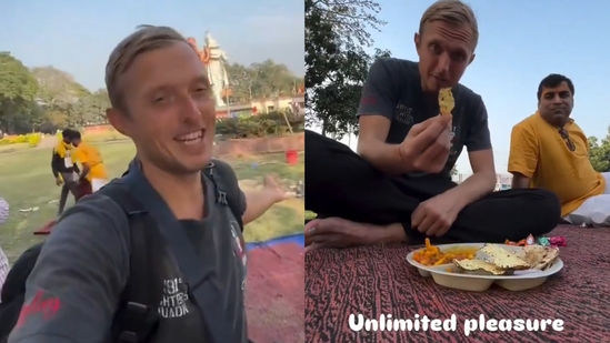 Come to India: Russian tourist enjoys Indian hospitality in Delhi’s Shiv Mandir; video goes viral