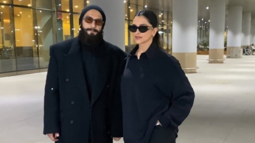 Deepika Padukone, Ranveer Singh look ready for some spy action in chic black outfits at airport. Watch | Fashion Trends
