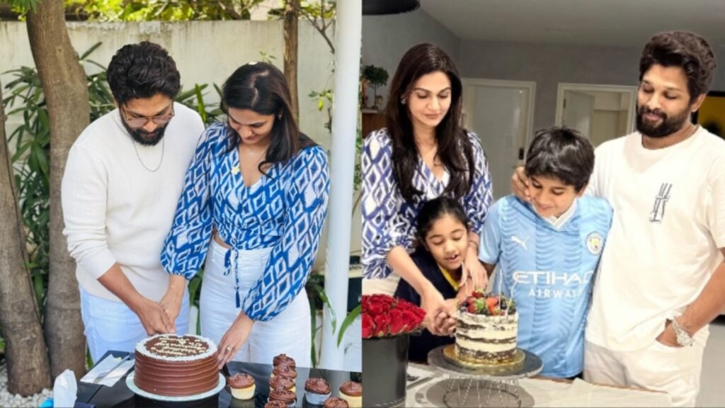 Inside Allu Arjun and Sneha Reddy’s 14th wedding anniversary with kids, cakes and flowers. See pics