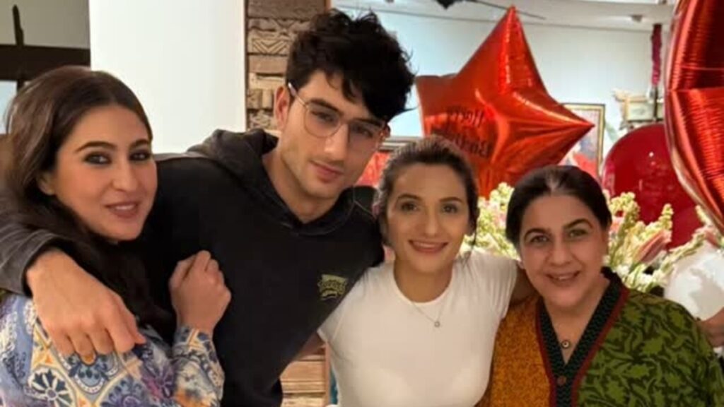 Inside pics from Ibrahim Ali Khan’s birthday bash with Sara Ali Khan, Amrita Singh and Nadaaniyan cakes | Bollywood