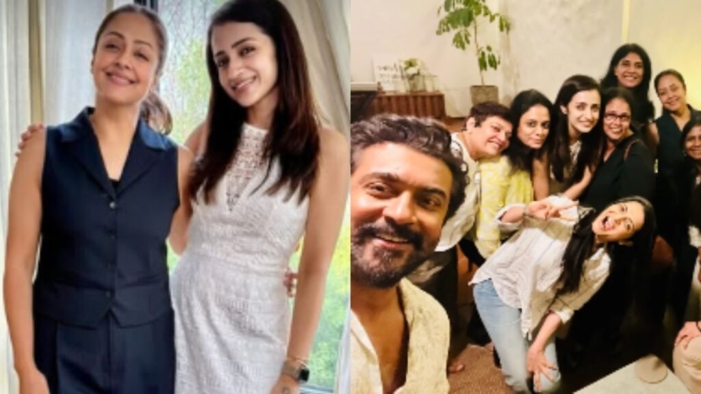 Jyotika shares throwback with Trisha Krishnan after catch-up; Suriya clicks selfie with them. See inside pics