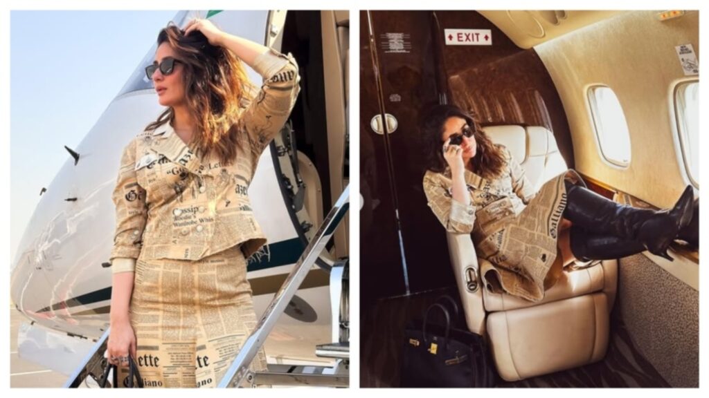 Kareena Kapoor channels iconic main character energy in newspaper print blazer-skirt look | Fashion Trends