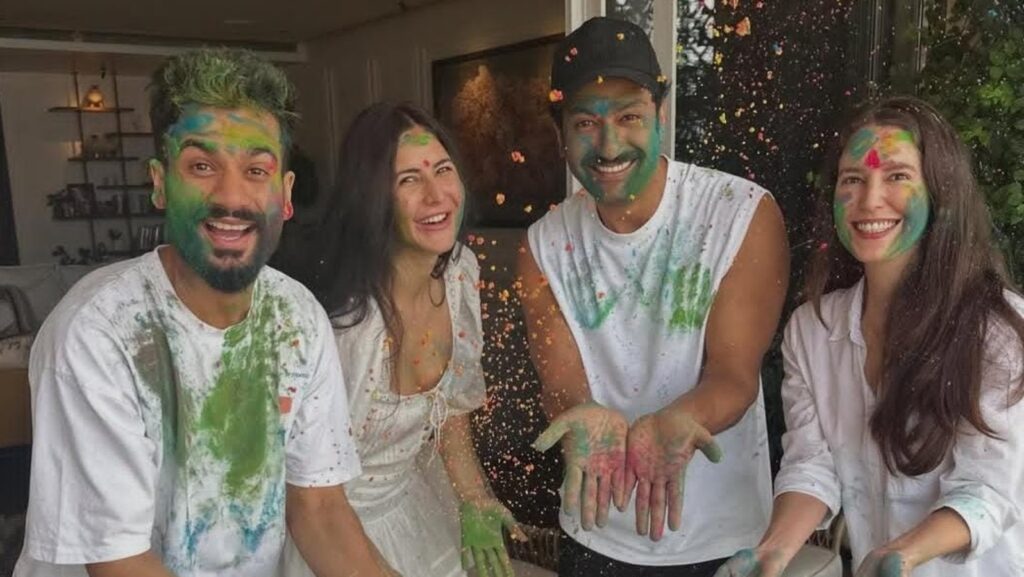 Katrina Kaif, Vicky Kaushal’s balcony Holi is a treat for fans; Sunny, Isabelle and the parents join in. Watch | Bollywood