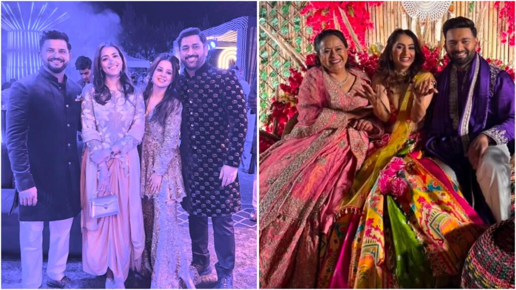 MS Dhoni, Sakshi Dhoni, Suresh Raina stun in glam ethnic outfits at Rishabh Pant’s sister Sakshi Pant’s wedding. Pics | Fashion Trends